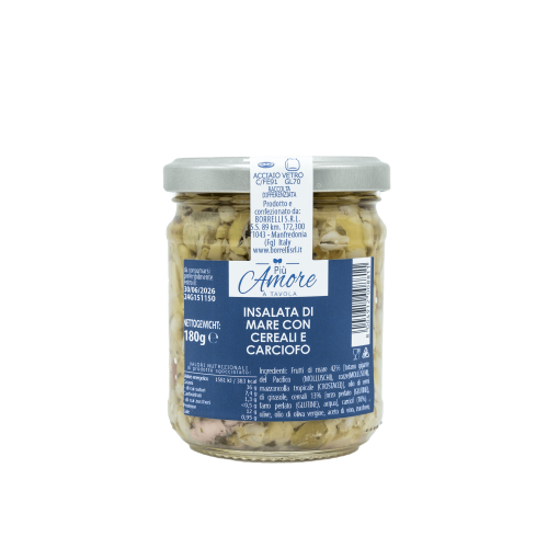 Insalata di mare con cereali etichetta - Arteagricola conserve artigianali