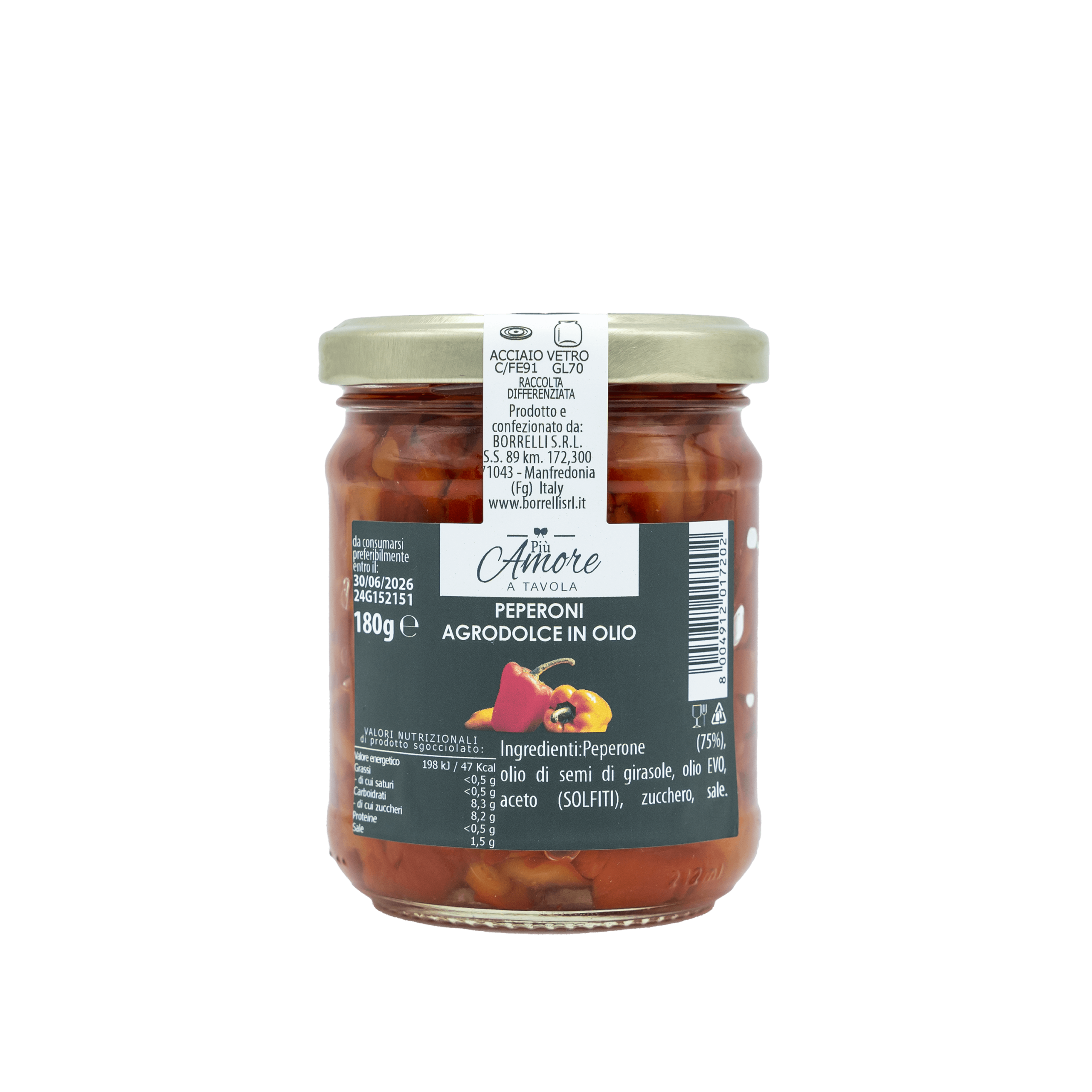 Peperoni olio ET Peperoni agrodolci in olio etichetta - Arteagricola