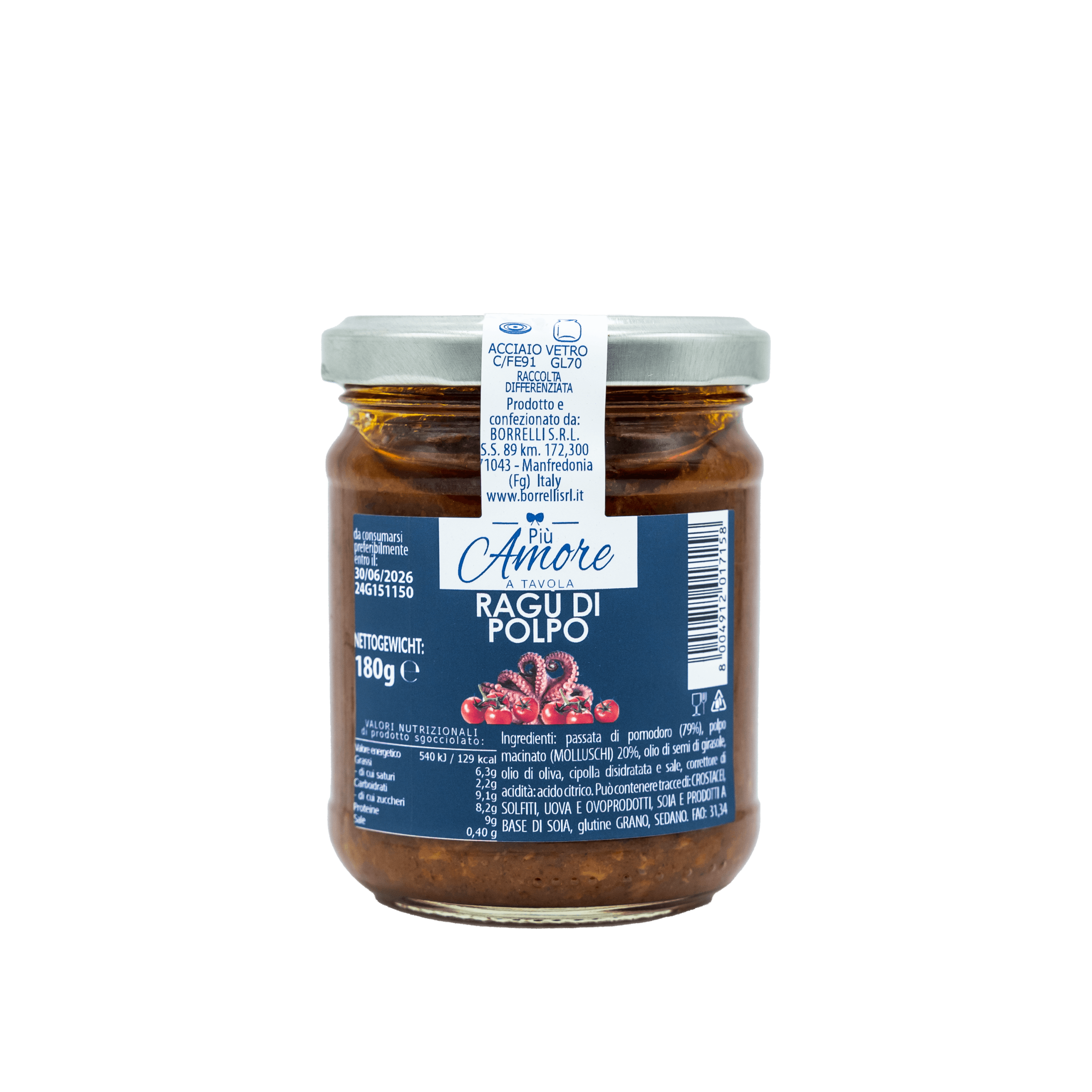 Ragu di polpo artigianale etichetta - Arteagricola conserve artigianali